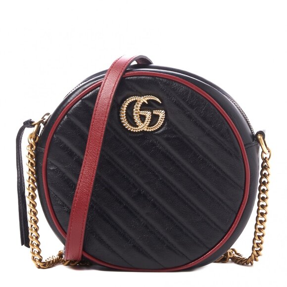 NWT GUCCI AZALEA GG MARMONT QUILTED LEATHER ROUND SHOULDER BAG - Picture 1 of 8